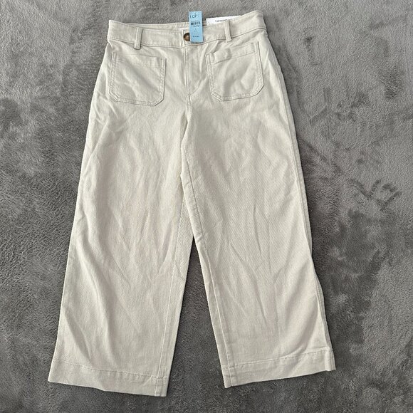NWT Ann Taylor LOFT Palmer Wide Leg Khaki Pants Women's 4 Petite 4P Cropped - Picture 1 of 9